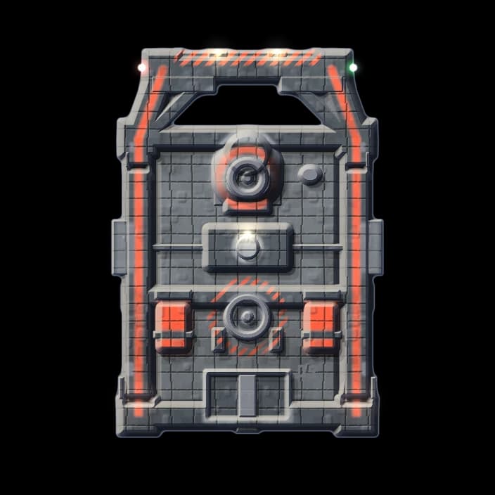 The Crucible in its berth, fitted out. Forge ship. Two guns and a refinery three times anyone else's.