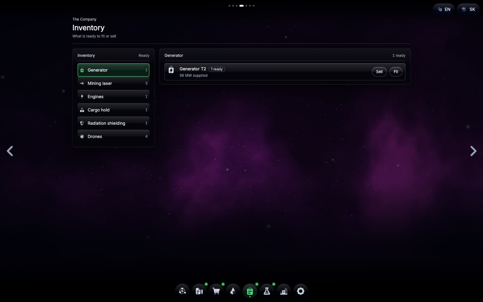The Inventory: a spare generator, ready to fit or sell