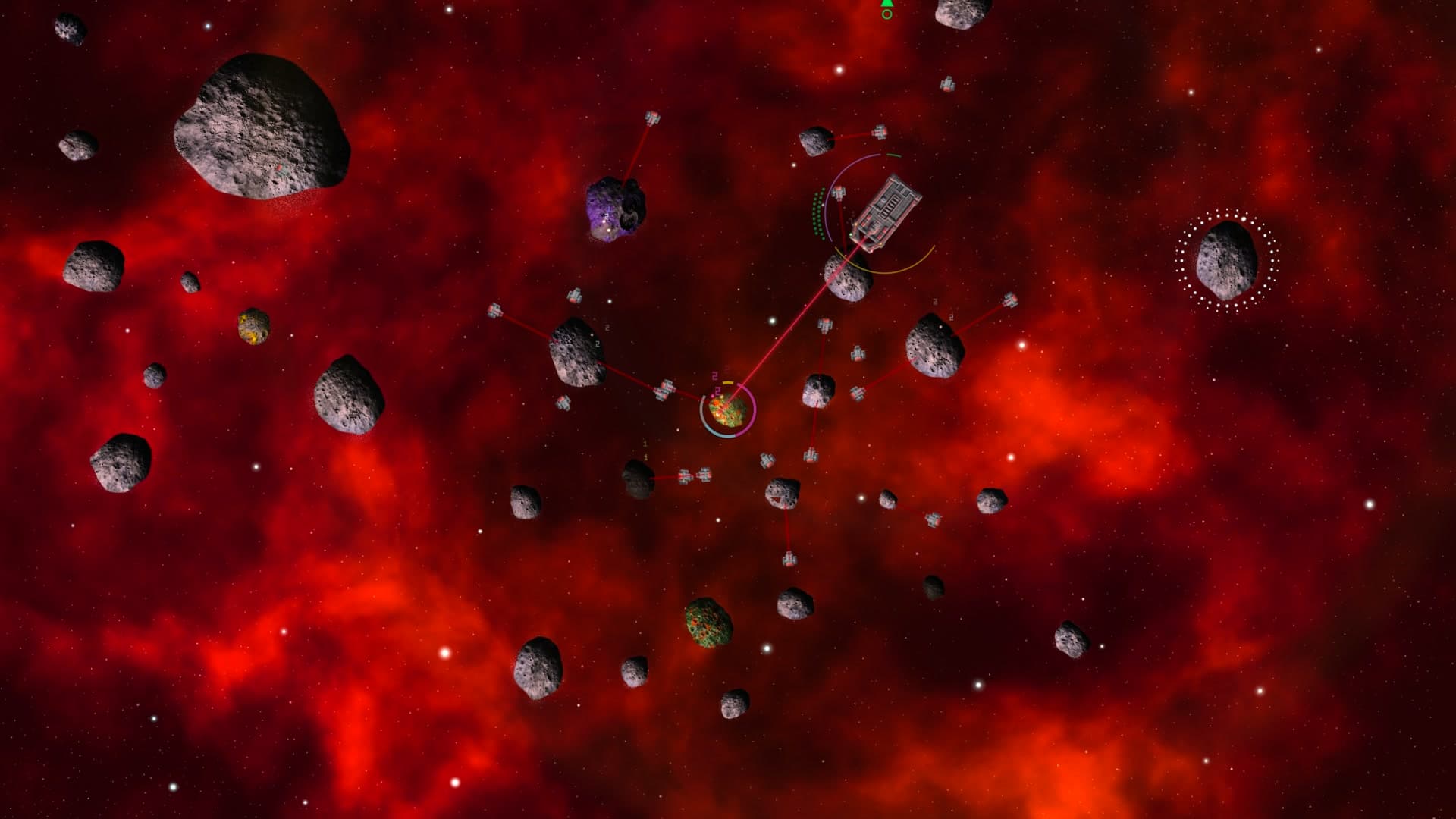 A Warren in a dense field, its mining drones out on the asteroids all round it